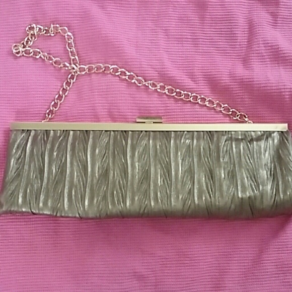 Jessica McClintock gold tone clutch purse - Picture 1 of 2